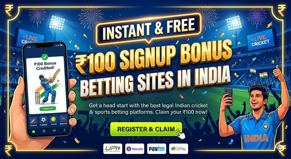 Top 10 ₹100 Signup Bonus Betting Sites in India (March 2026)